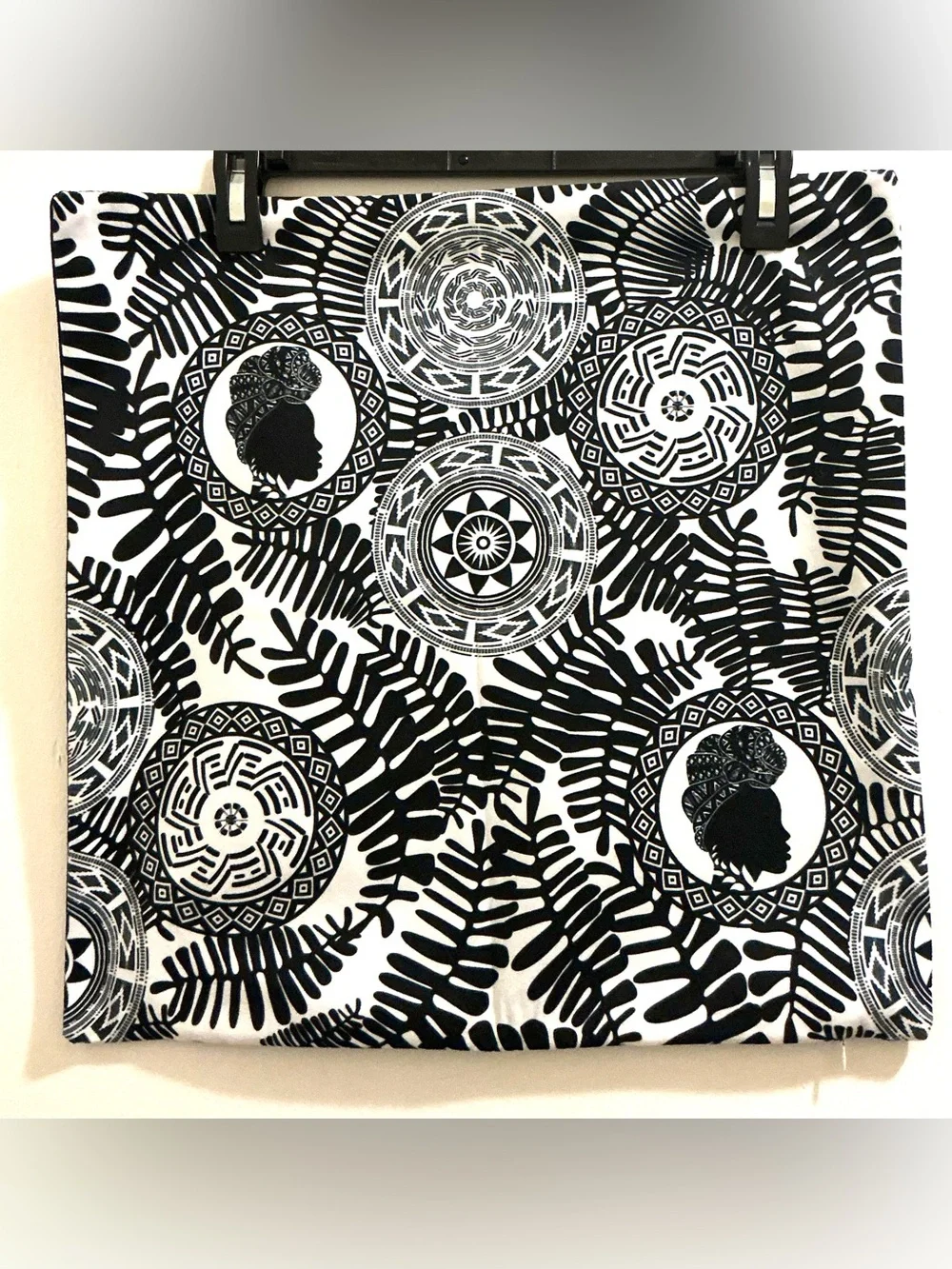 Two Black & White Tribal Silhouette Decorative Accent Pillow Covers